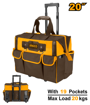 Image of a Ingco Orange and Black Toolbag on a White Background