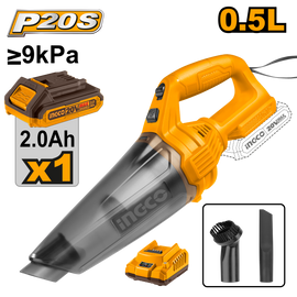 Ingco 20V Ps+ C/L Hand Held Vacuum 0.5L Kit