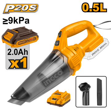 Ingco 20V Ps+ C/L Hand Held Vacuum 0.5L Kit