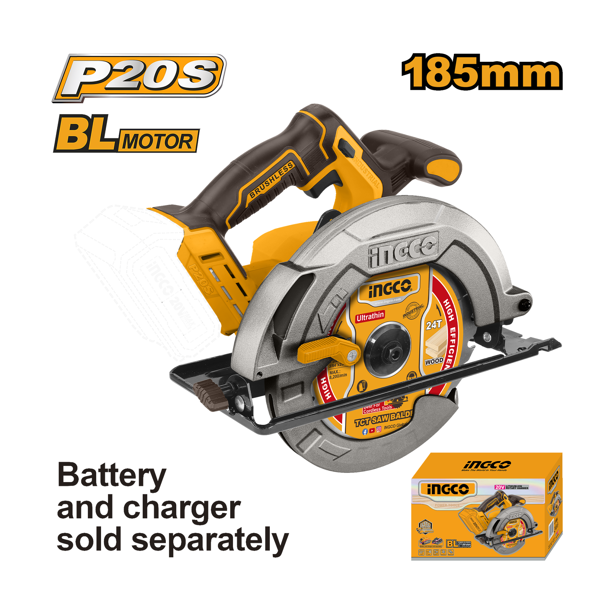 Ingco 20V Lithium-Ion Circular Saw CSLI1851