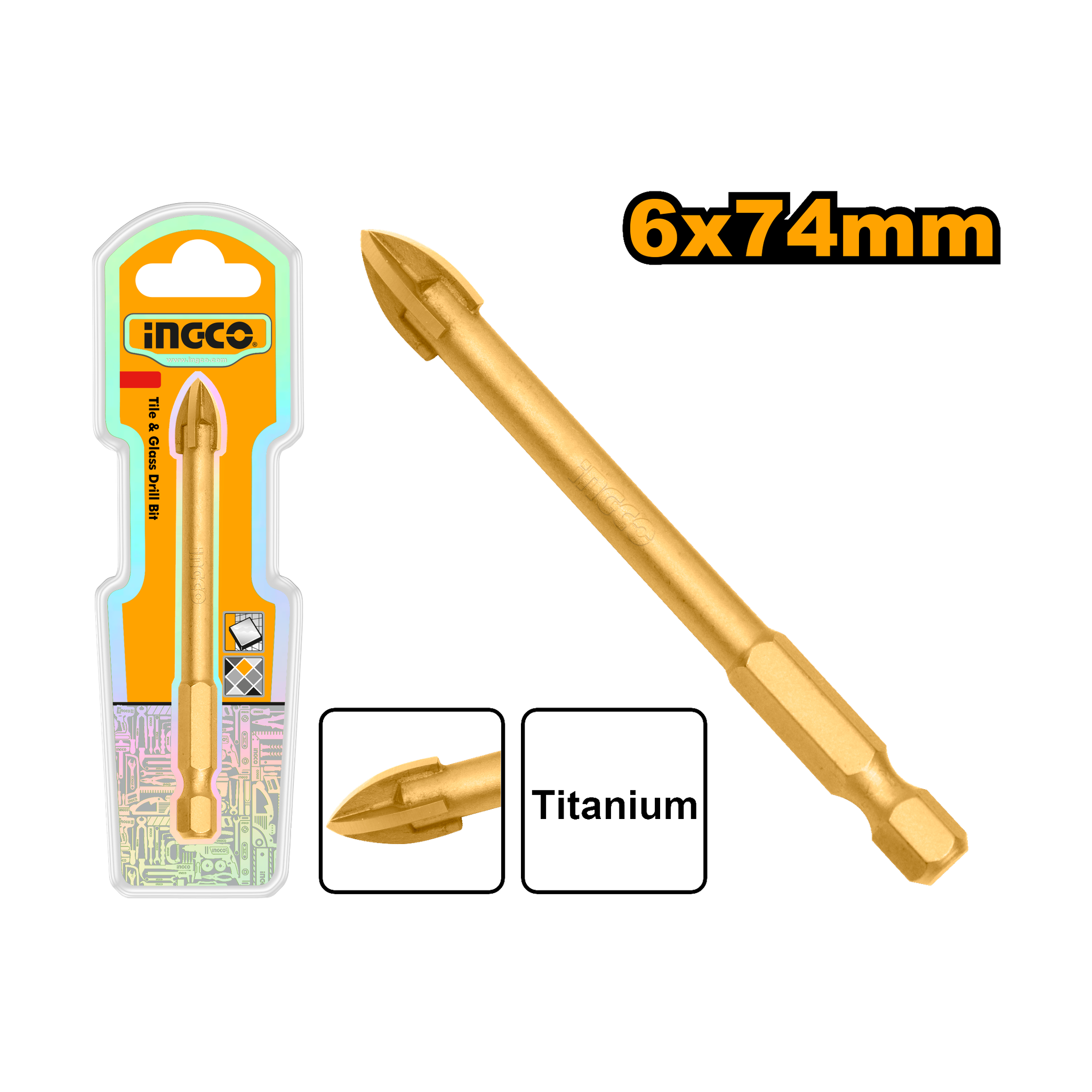 Ingco Tile And Glass Drill Bit 6mmx74mm DBG1130601