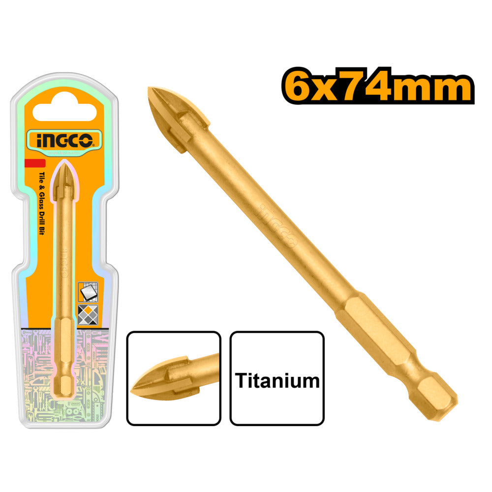 Ingco tile and glass drill bit 6mmx74mm dbg1130601