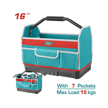 Image of Total Power Tool Total Hard Bottom Tool Bag 16 Inch 7 Pockets THT36L03