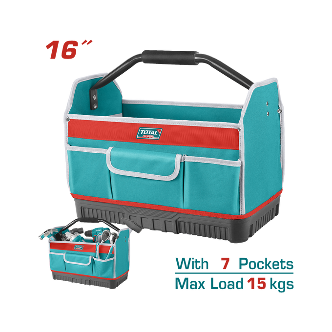 Image of Total Power Tool Total Hard Bottom Tool Bag 16 Inch 7 Pockets THT36L03