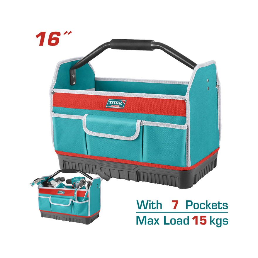 Image of Total Power Tool Total Hard Bottom Tool Bag 16 Inch 7 Pockets THT36L03