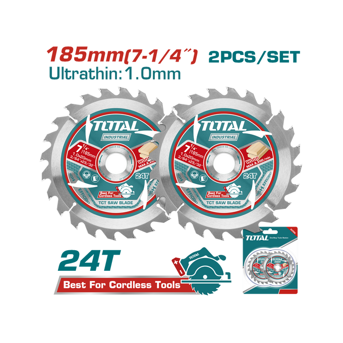 Total Ultra-thin TCT Saw Blade Set 185mm TAC2331853