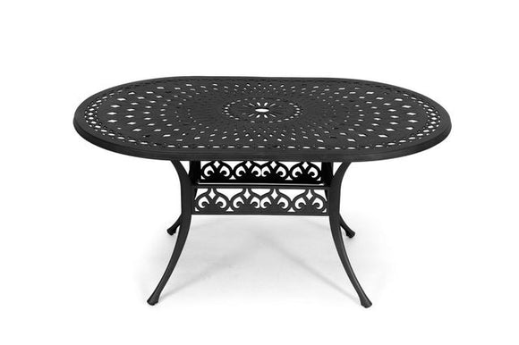 Anray Aluminium 150cm x 96cm OVAL Table - Black