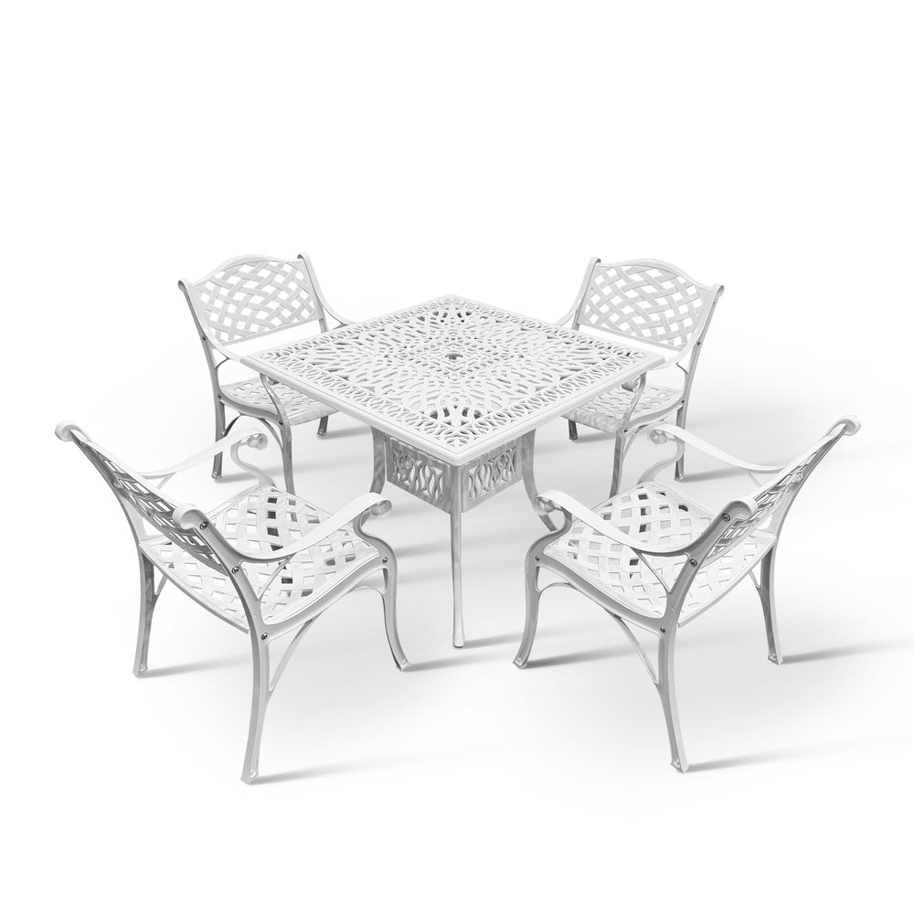 Anray 4 Seater Lattice Patio Sq Set White in Outdoor Furniture Sets