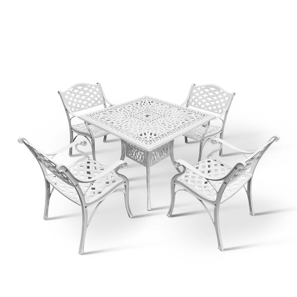 Anray 4 Seater Lattice Patio Sq Set White in Outdoor Furniture Sets