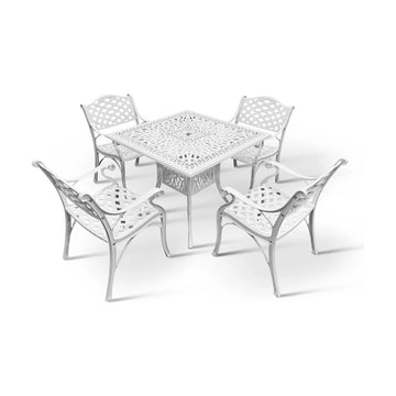 Anray 4 Seater Lattice Patio Sq Set White - image 01