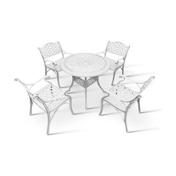 Anray 4 Seater Lattice Patio Rnd Set White - image 01