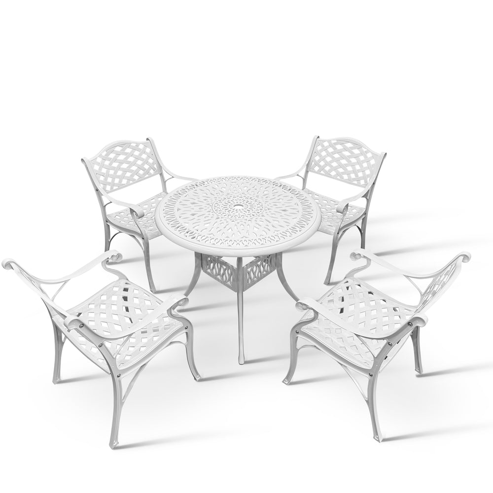 Anray 4 Seater Lattice Patio Rnd Set White in Outdoor Furniture Sets