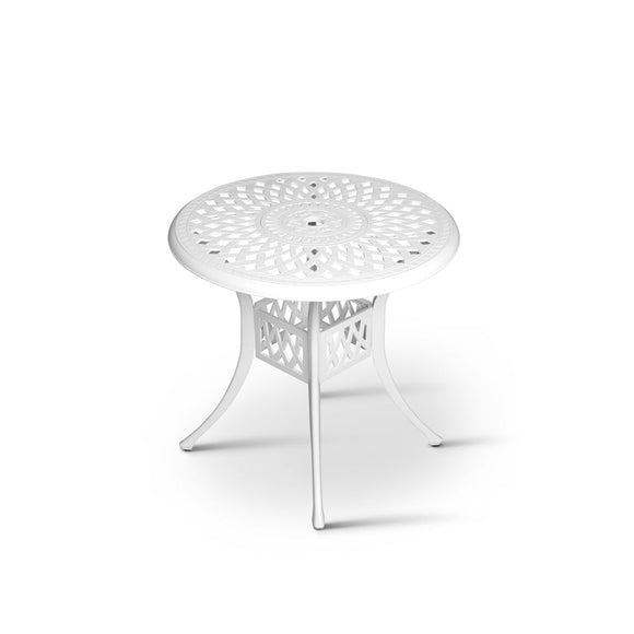 Anray Lattice Aluminium Table 78Cm Round  White in Outdoor Tables