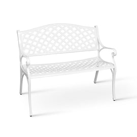 Anray Lattice Aluminium Bench  White in Outdoor Benches