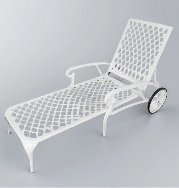 Anray  Aluminium Pool Lounger  White in Sunloungers