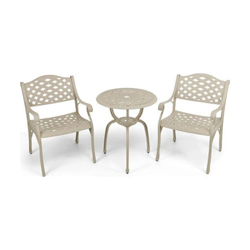 Anray 2 Seater Lattice with 60cm Patio Table Set- Sand Beige - image 01