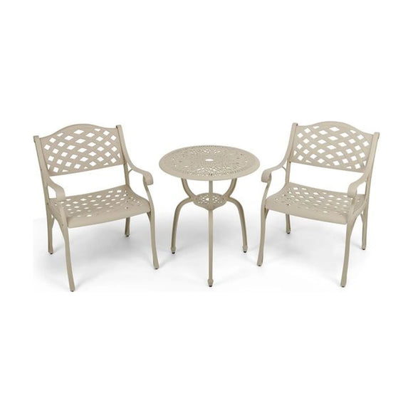 Anray 2 Seater Lattice with 60cm Patio Table Set- Sand Beige - image 01