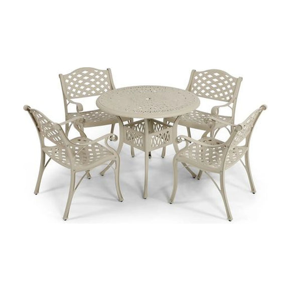 Anray 4 Seater Lattice with 90cm Patio Table Set ROUND - Sand Beige - image 01