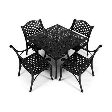 Anray 4 Seater Lattice with 90cm Patio Table Set SQUARE - Black - image 01