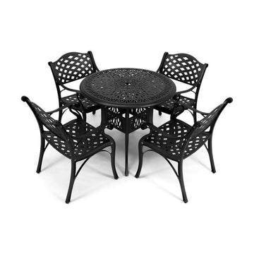 Anray 4 Seater Lattice with 90cm Patio Table Set ROUND - Black - image 01
