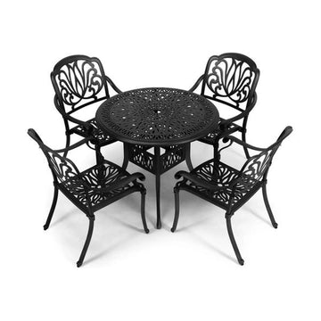 Anray 4 Seater Protea with 90cm Patio Table Set ROUND - Black - image 01
