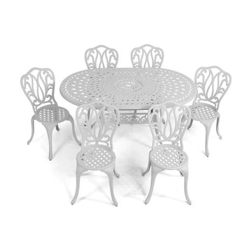 Anray 6 Seater Lisa with 150cm x 96cm Patio Table Set OVAL - White - image 01