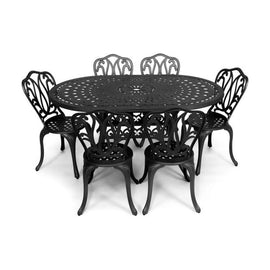 Anray 6 Seater Lisa with 150cm x 96cm Patio Table Set OVAL - Black - image 01