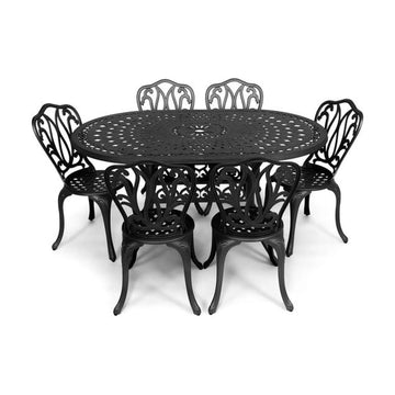 Anray 6 Seater Lisa with 150cm x 96cm Patio Table Set OVAL - Black - image 01
