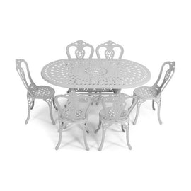 Anray 6 Seater Victoria with 150cm x 96cm Patio Table Set OVAL - White - image 01