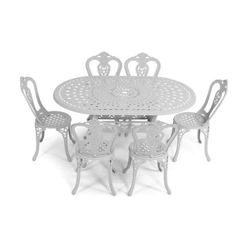 Anray 6 Seater Victoria with 150cm x 96cm Patio Table Set OVAL - White - image 01