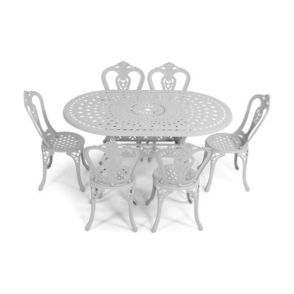 Anray 6 Seater Victoria with 150cm x 96cm Patio Table Set OVAL - White - image 01