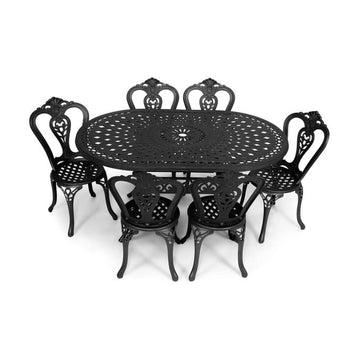 Anray 6 Seater Victoria with 150cm x 96cm Patio Table Set OVAL - Black - image 01