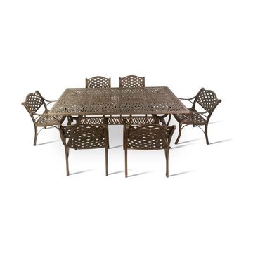 Anray 6 Seater Lattice with 190cm x 110cm Patio Table Set RECTANGLE - Copper - image 01