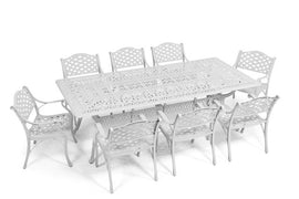 Buy white Anray 8 Seater Lattice with 240cm x 110cm Patio Table Set RECTANGLE