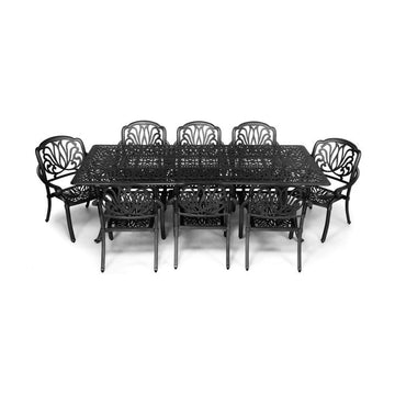 Anray 8 Seater Protea with 240cm x 110cm Patio Table Set RECTANGLE - Black - image 01