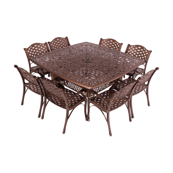 Anray 8 Seater Lattice with 164cm x 164cm Patio Table Set SQUARE - Copper - image 01