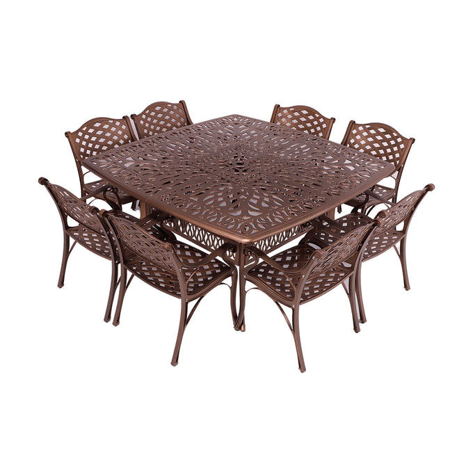 Anray 8 Seater Lattice with 164cm x 164cm Patio Table Set SQUARE - Copper - image 01