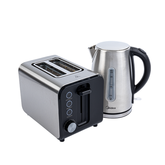 Midea Deluxe Stainless Steel Kettle and Toaster Breakfast Pack