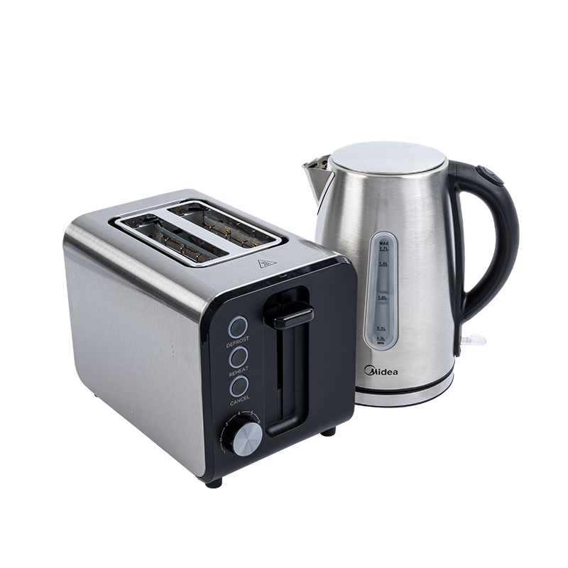 Midea Deluxe Stainless Steel Kettle and Toaster Breakfast Pack