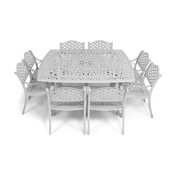 Anray 8 Seater Lattice with 164cm x 164cm Patio Table Set SQUARE - White - image 01