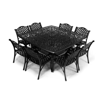 Anray 8 Seater Lattice with 164cm x 164cm Patio Table Set SQUARE - Black - image 01