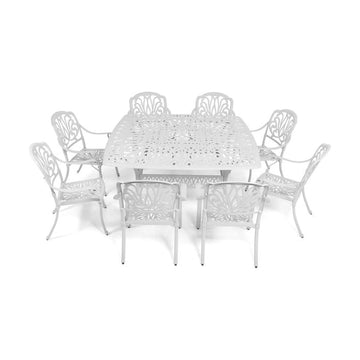 Anray 8 Seater Protea with 164cm x 164cm Patio Table Set SQUARE - White - image 01