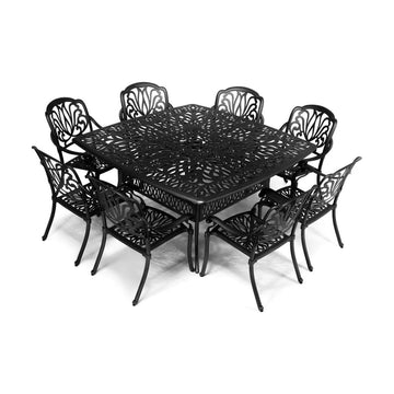 Anray 8 Seater Protea with 164cm x 164cm Patio Table Set SQUARE - Black - image 01