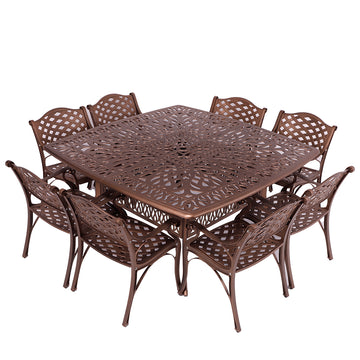 Anray 8 Seater Lattice with 164cm x 164cm Patio Table Set SQUARE - Copper