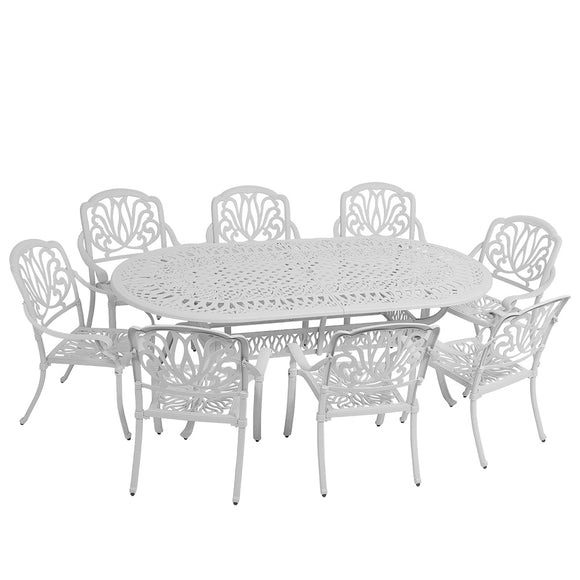 Anray 8 Seater Protea with 240cm x 110cm Patio Table Set RECTANGLE - White