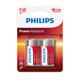 Philips Power Alkaline LR14 C Batteries 1.5V 2 Pack in Electrical & Lighting,Electrical Accessories,Batteries