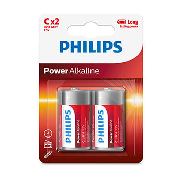 Philips Power Alkaline LR14 C Batteries 1.5V 2 Pack in Electrical & Lighting,Electrical Accessories,Batteries