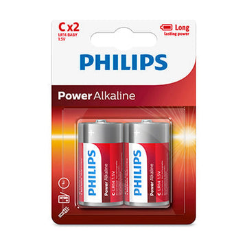 Philips Power Alkaline LR14 C Batteries 1.5V 2 Pack - image 01