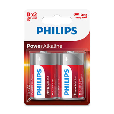 Philips Power Alkaline LR20 D Batteries 15V 2 Pack in Electrical & Lighting,Electrical Accessories,Batteries