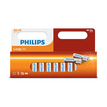 Philips Longlife Zinc AA Batteries 1.5V 12 Pack Window - image 01